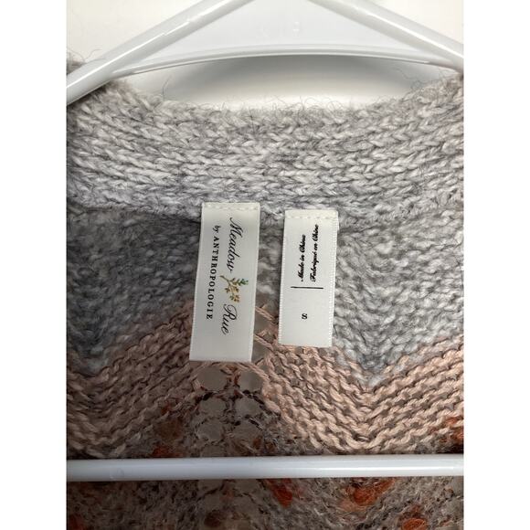 Anthropologie‎ Meadow Rue Moth Zig Zag Knit Cardigan Sweater Multicolor Small - Picture 9 of 12